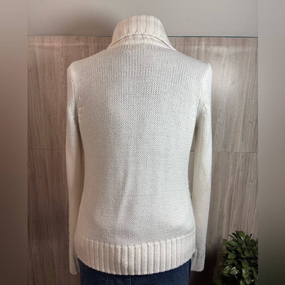 St. John's Bay Cream Cable Knit Button Up Cardigan - Picture 2 of 7